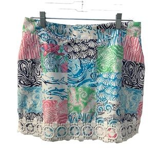 LILLY PULITZER Marigold Sealife-Themed Embroidered Cotton Skort - Size 12